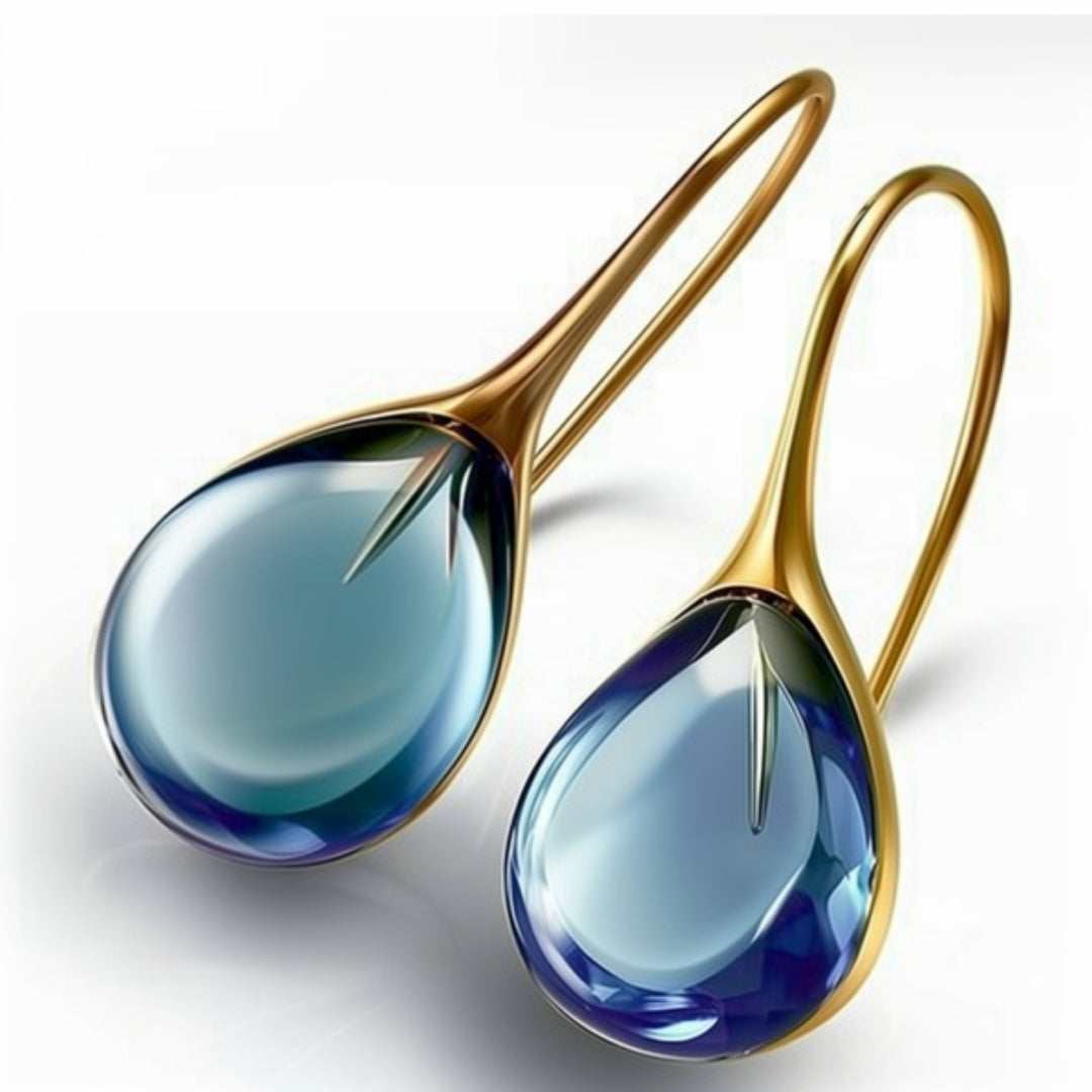 Crystal Waterdrop Gold Earrings