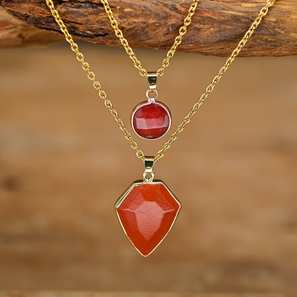 Double Jasper Pendant Necklace