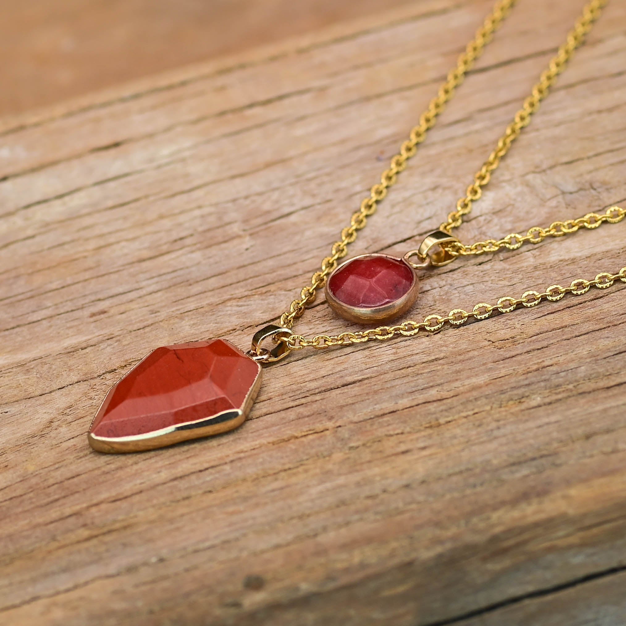 Double Jasper Pendant Necklace