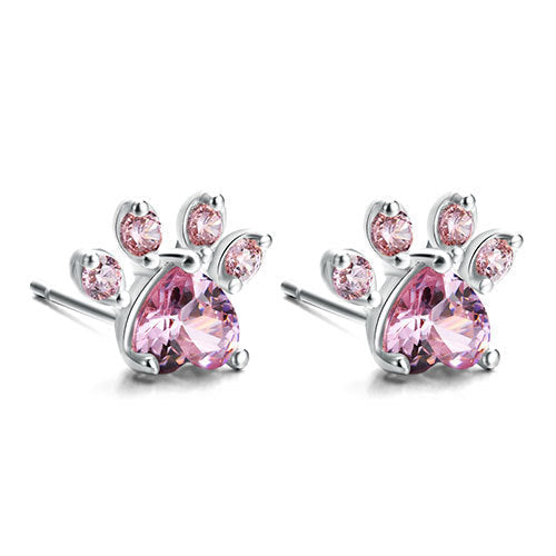 Pink Gold Paw Jewelry Set – 4 Pieces with Zirconia Heart (Ring, Necklace, Earrings, Bracelet)