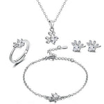 Pink Gold Paw Jewelry Set – 4 Pieces with Zirconia Heart (Ring, Necklace, Earrings, Bracelet)
