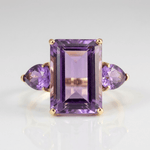 Amethyst Tourmaline Crystal Gold Ring