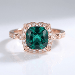 Emerald Rose Gold Halo Ring