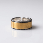 Handmade Rustic Two Tone Ring — (Adjustable)