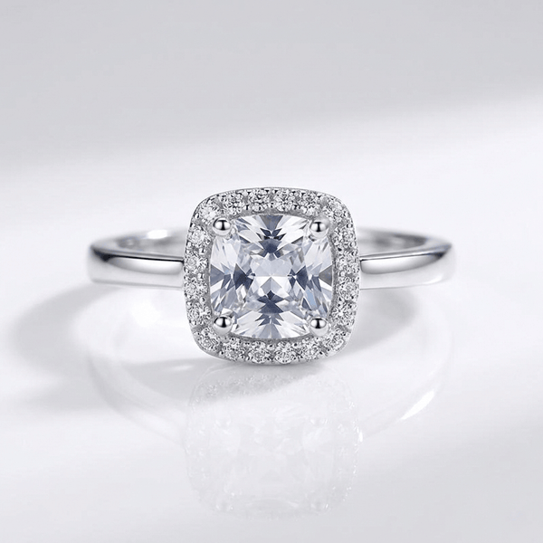 Zirconia Silver Halo Ring