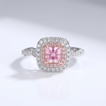 Pink Cushion Zirconia Halo Ring