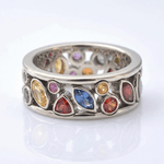 Silver Multi Stone Rainbow Ring