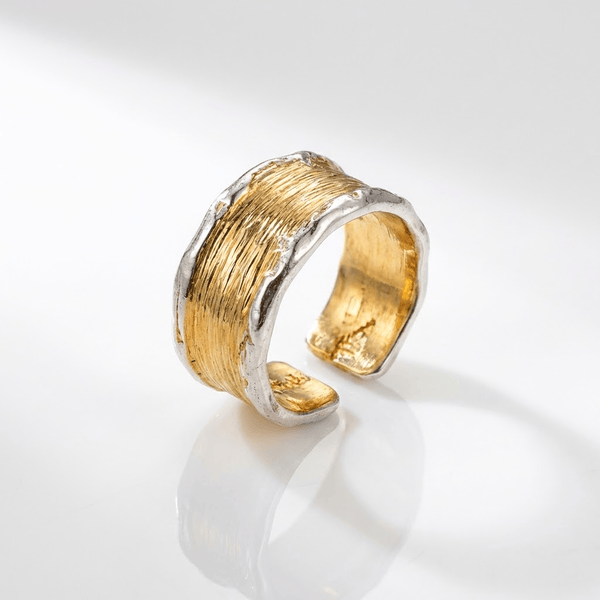 Handmade Gold Silver Two Tone Ring — (Adjustable)