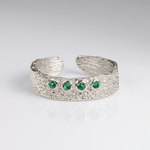 Emerald Textured Cuff Ring — (Adjustable)