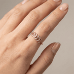 Silver Feather Zirconia Ring — (Adjustable)