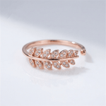 Silver Feather Zirconia Ring — (Adjustable)