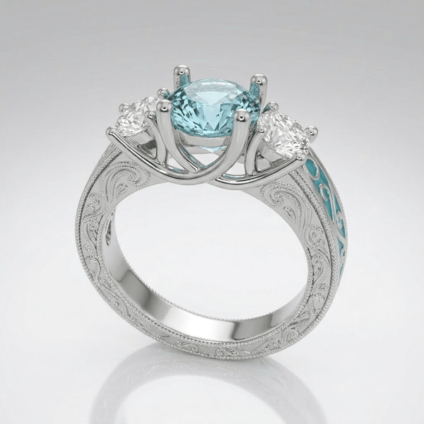Silver Gemstone Oval Halo Ring