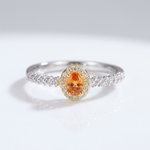 Silver Orange Topaz Halo Ring — (Adjustable)