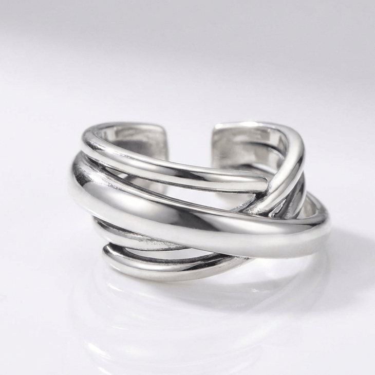 Silver Stacked Zirconia Ring — (Adjustable)