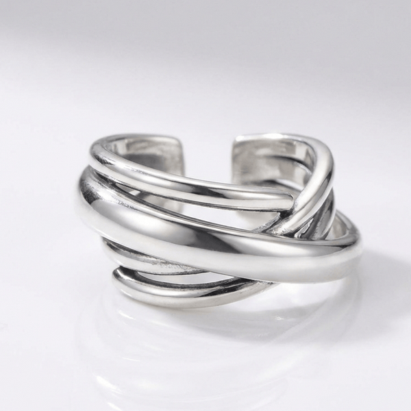 Silver Stacked Zirconia Ring — (Adjustable)