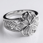 Silver Flower Zirconia Ring