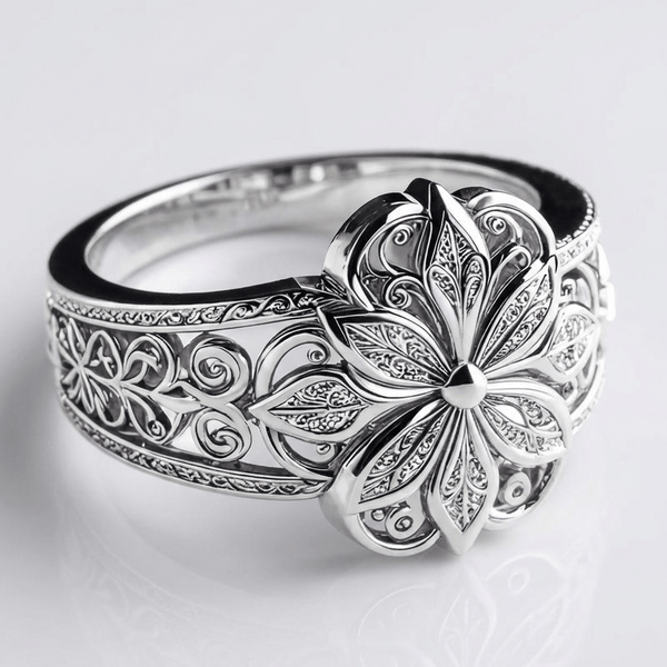 Silver Flower Zirconia Ring