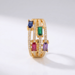 Gold Colourful Gemstone Ring — (Adjustable)