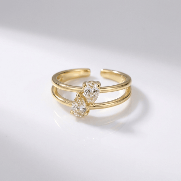 Gold Diamond Split Band Ring — (Adjustable)