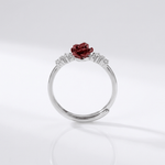 Silver Rose Diamond Ring — (Adjustable)