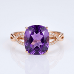 Rose Gold Amethyst Cushion Ring — (Adjustable)