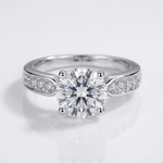 Rose Gold Round Diamond Pave Ring — (Adjustable)