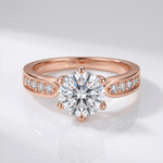 Rose Gold Round Diamond Pave Ring — (Adjustable)