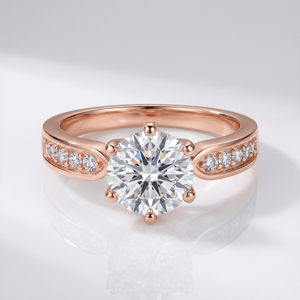 Rose Gold Round Diamond Pave Ring — (Adjustable)