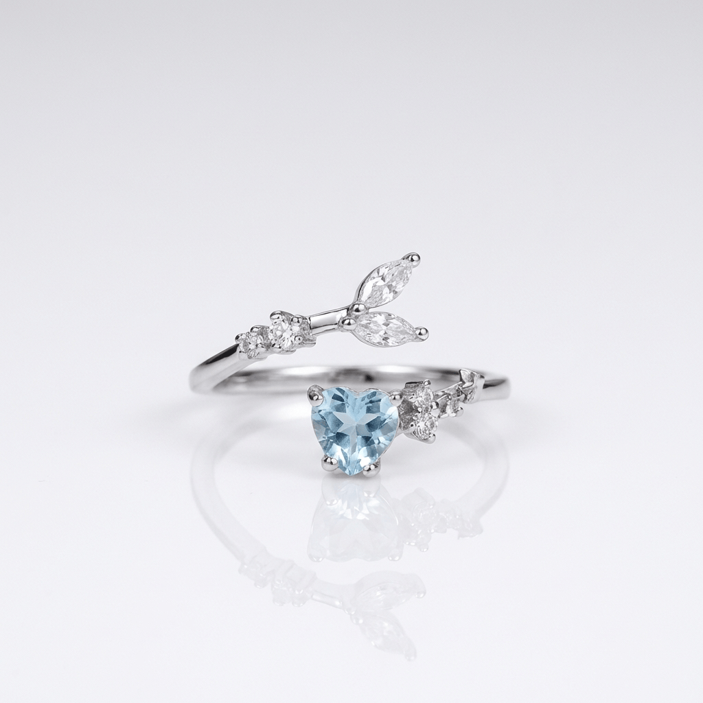 Silver Blue Topaz Solitaire Ring — (Adjustable)