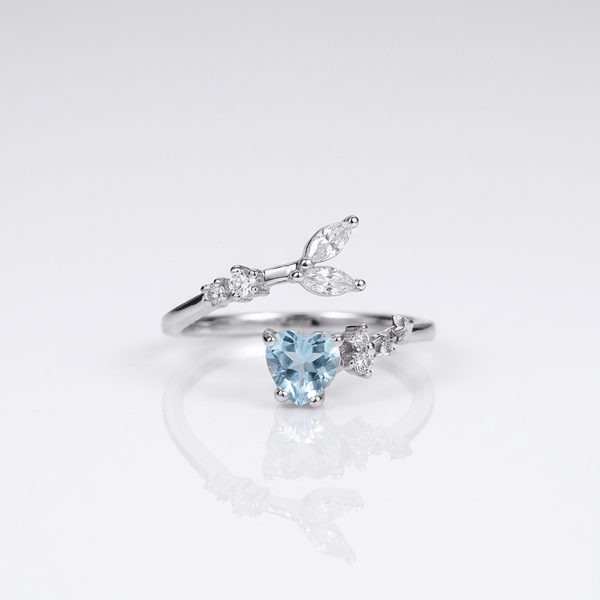 Silver Blue Topaz Solitaire Ring — (Adjustable)
