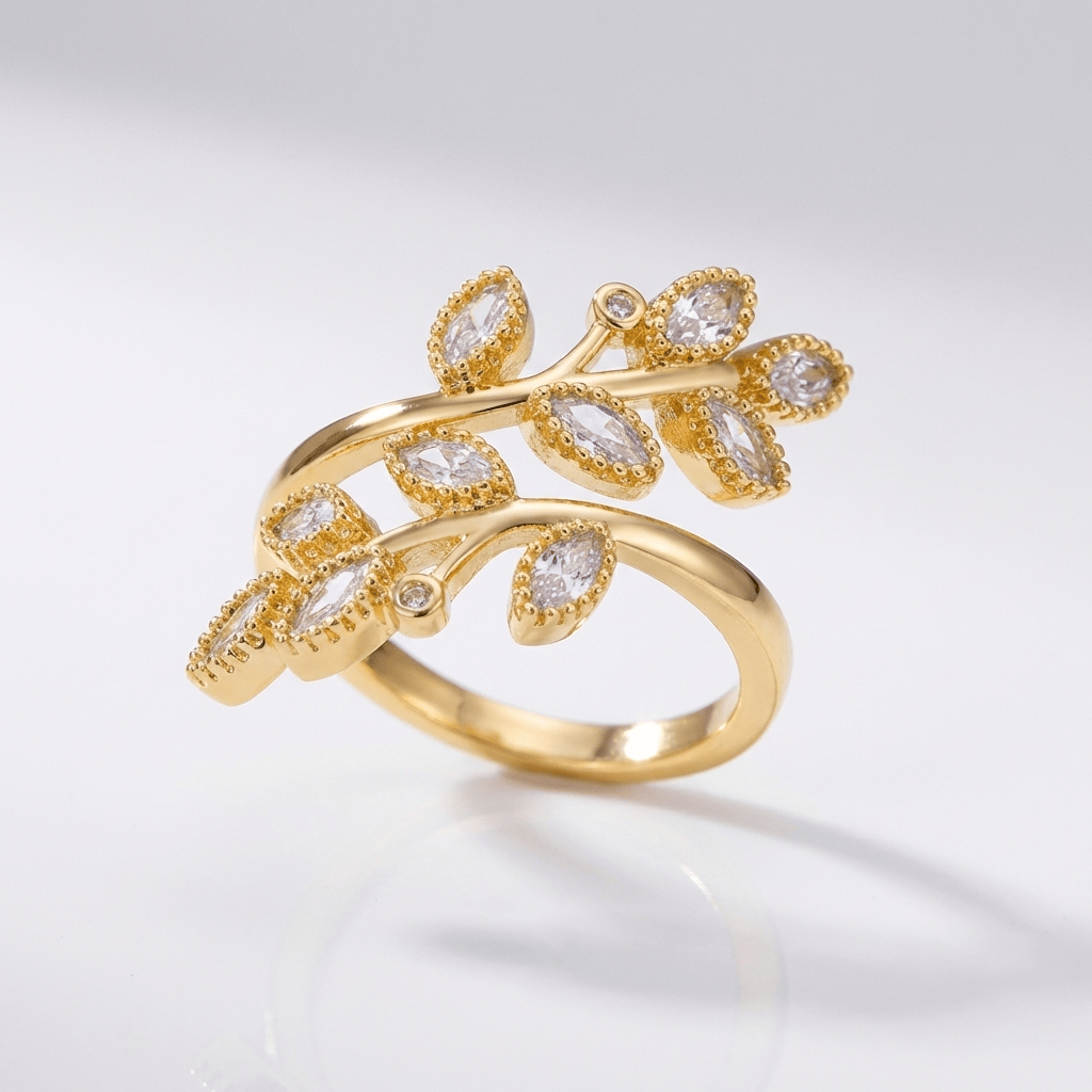 Gold Leaf Wrap Ring — (Adjustable)