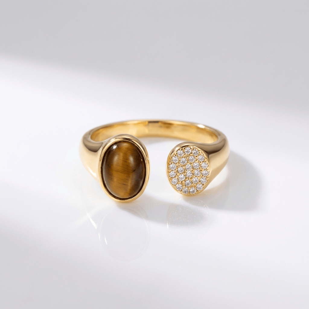 Gold Smoky Quartz Ring — (Adjustable)