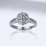 Silver Diamond Bloom Ring — (Adjustable)
