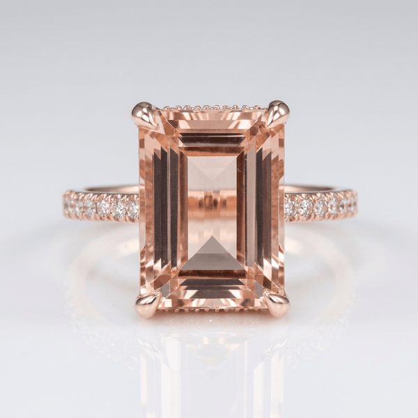 Rose Gold Morganite Pave Ring