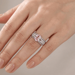 Pink Crystal Band Ring — (Adjustable)