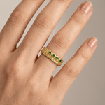Emerald Textured Cuff Ring — (Adjustable)