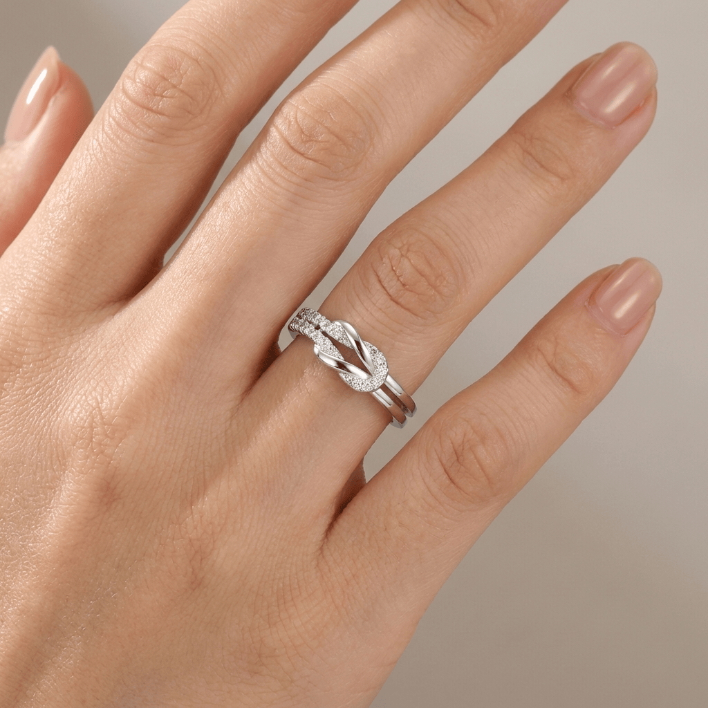 Silver Zirconia Wrap Ring — (Adjustable)