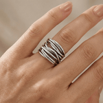 Silver Stacked Zirconia Ring — (Adjustable)