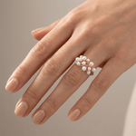 Gold Pearl Cluster Bangle Ring — (Adjustable)