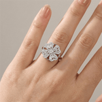 Baguette Zirconia Rotating Flower Ring — (Adjustable)