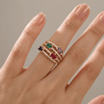 Gold Colourful Gemstone Ring — (Adjustable)