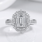 Rectangle Diamond Halo Ring