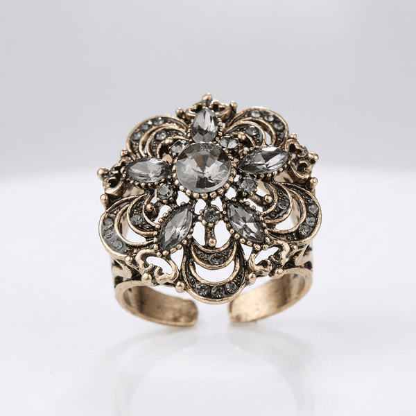 Silver Diamond Flower Burst Ring