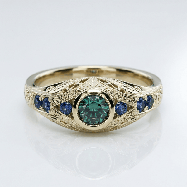 Gold Opal Sapphire Vintage Ring