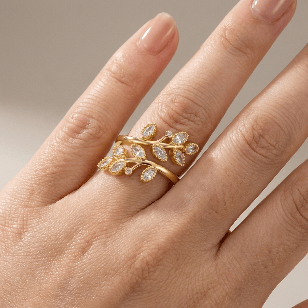 Gold Leaf Wrap Ring — (Adjustable)