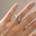 Silver Stacked Zirconia Ring — (Adjustable)