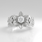 Silver Zirconia Petal Crown Ring