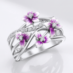 Silver Purple Blossom Garden Ring