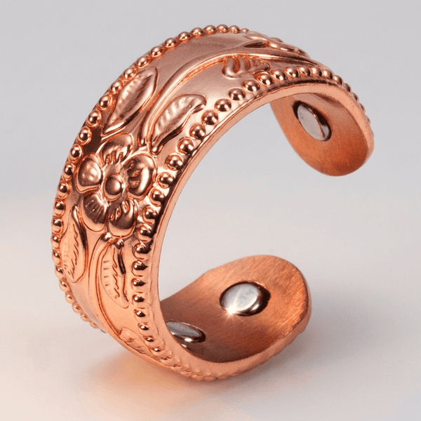 Rose Gold Ornate Carved Cuff Ring — (Adjustable)