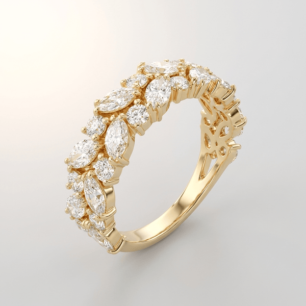 Gold Marquise Zirconia Cascade Ring